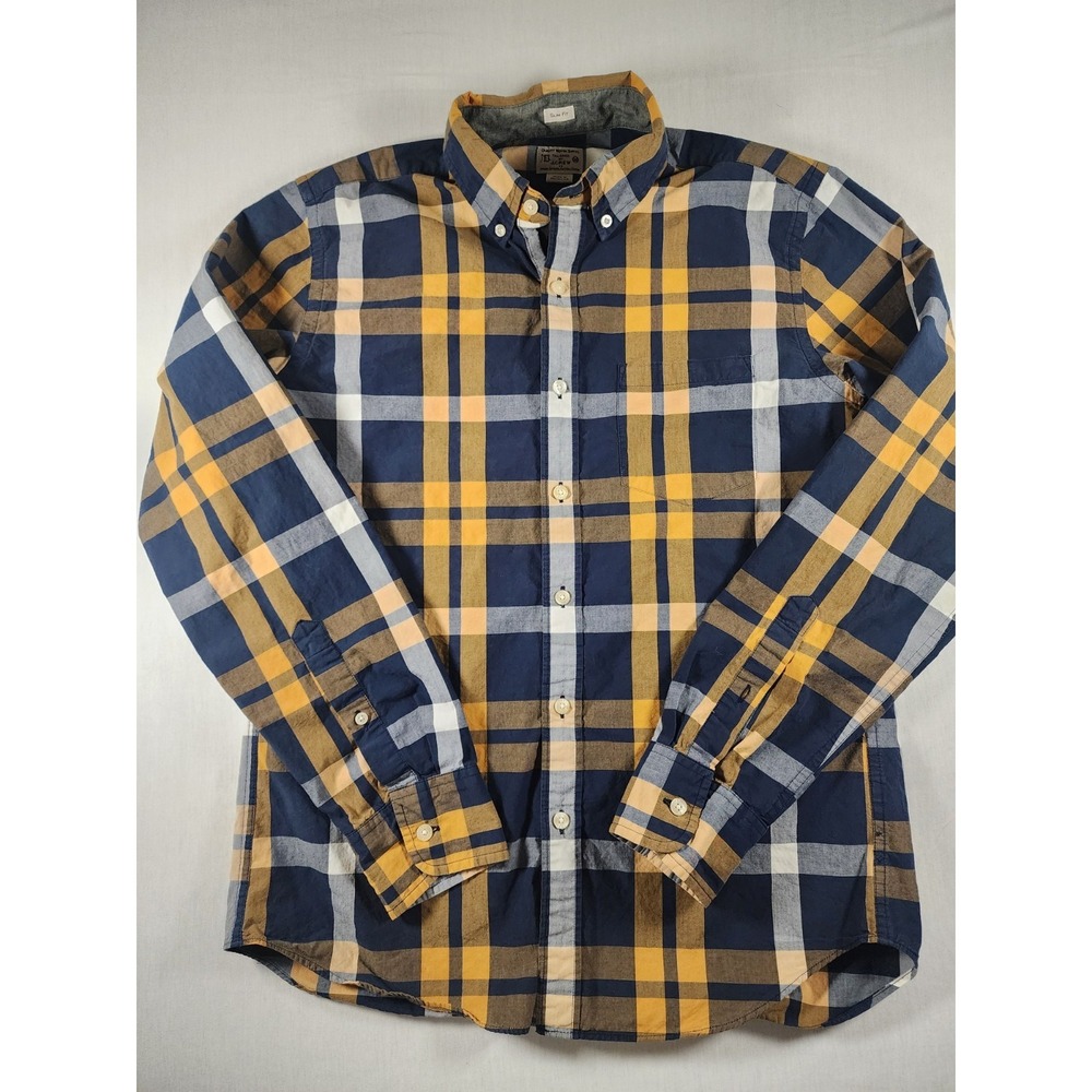 J.Crew Mens Slim Fit Plaid Button Down Shirt Quality Woven Cotton‎ Size Medium